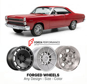 CUSTOM CLASSIC VINTAGE RESTOMOD RETRO OLD SCHOOL FORGED WHEELS RIMS for MERCURY COMET CYCLONE 1966 - 1967
Custom forged wheels for classic American muscle cars. Ideal for restomod builds, vintage restorations, and show cars. Deep dish and retro styling available.

We manufacture premium quality forged wheels rims for Mercury Comet Cyclone 1966 - 1967 in any design, size, color.

THIS WHEEL DESIGN CAN BE CUSTOM-MADE FOR YOUR CAR IN ANY SIZE AND COLOR OPTIONS
Available in monoblock, 2-piece, 3-piece, duoblock
