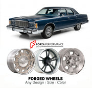 CUSTOM CLASSIC VINTAGE RESTOMOD RETRO OLD SCHOOL FORGED WHEELS RIMS for MERCURY GRAND MARQUIS 1975 - 1978
Custom forged wheels for classic American muscle cars. Ideal for restomod builds, vintage restorations, and show cars. Deep dish and retro styling available.

We manufacture premium quality forged wheels rims for Mercury Grand Marquis 1975 - 1978 in any design, size, color.

THIS WHEEL DESIGN CAN BE CUSTOM-MADE FOR YOUR CAR IN ANY SIZE AND COLOR OPTIONS
Available in monoblock, 2-piece, 3-piece, duoblock