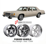 CUSTOM CLASSIC VINTAGE RESTOMOD RETRO OLD SCHOOL FORGED WHEELS RIMS for MERCURY GRAND MARQUIS 1983 - 1990
Custom forged wheels for classic American muscle cars. Ideal for restomod builds, vintage restorations, and show cars. Deep dish and retro styling available.

We manufacture premium quality forged wheels rims for Mercury Grand Marquis 1983 - 1990 in any design, size, color.

THIS WHEEL DESIGN CAN BE CUSTOM-MADE FOR YOUR CAR IN ANY SIZE AND COLOR OPTIONS
Available in monoblock, 2-piece, 3-piece, duoblock