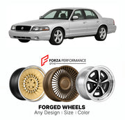 FORGED WHEELS RIMS for MERCURY MARAUDER SILVER BIRCH PANTHER PLATFORM 2003 - 2004

Custom forged wheels for Mercury Marauder Silver Birch Panther Platform 2003 - 2004. Made-to-order monoblock, 2-piece and 3-piece rims in custom sizes, offsets, colors and finishes with guaranteed fitment.

We manufacture premium quality forged wheels rims for Mercury Marauder Silver Birch Panther Platform 2003 - 2004 in any design, size, color.

THIS WHEEL DESIGN CAN BE CUSTOM-MADE FOR YOUR CAR IN ANY SIZE AND COLOR OPTIONS
