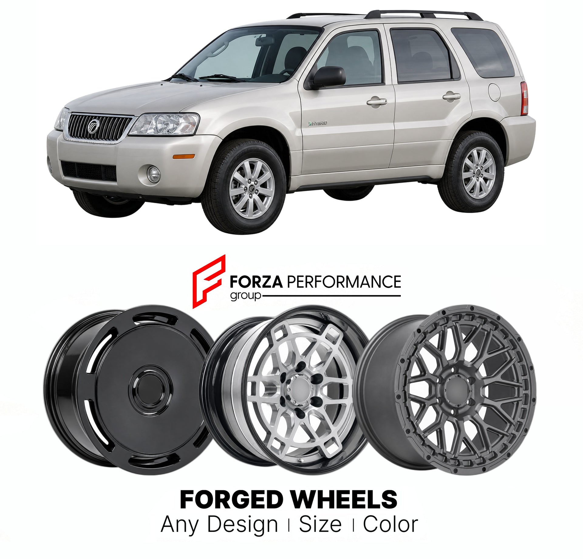 FORGED WHEELS RIMS for MERCURY MARINER HYBRID 2005 - 2011

Custom forged wheels for Mercury Mariner Hybrid 2005 - 2011. Made-to-order monoblock, 2-piece and 3-piece rims in custom sizes, offsets, colors and finishes with guaranteed fitment.

We manufacture premium quality forged wheels rims for Mercury Mariner Hybrid 2005 - 2011 in any design, size, color.

THIS WHEEL DESIGN CAN BE CUSTOM-MADE FOR YOUR CAR IN ANY SIZE AND COLOR OPTIONS
Available in monoblock, 2-piece, 3-piece, duoblock, beadlock
3D wheel re