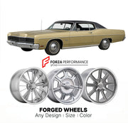 CUSTOM CLASSIC VINTAGE RESTOMOD RETRO OLD SCHOOL FORGED WHEELS RIMS for MERCURY MARQUIS 1969 - 1978
Custom forged wheels for classic American muscle cars. Ideal for restomod builds, vintage restorations, and show cars. Deep dish and retro styling available.

We manufacture premium quality forged wheels rims for Mercury Marquis 1969 - 1978 in any design, size, color.

THIS WHEEL DESIGN CAN BE CUSTOM-MADE FOR YOUR CAR IN ANY SIZE AND COLOR OPTIONS
Available in monoblock, 2-piece, 3-piece, duoblock, beadlock
3
