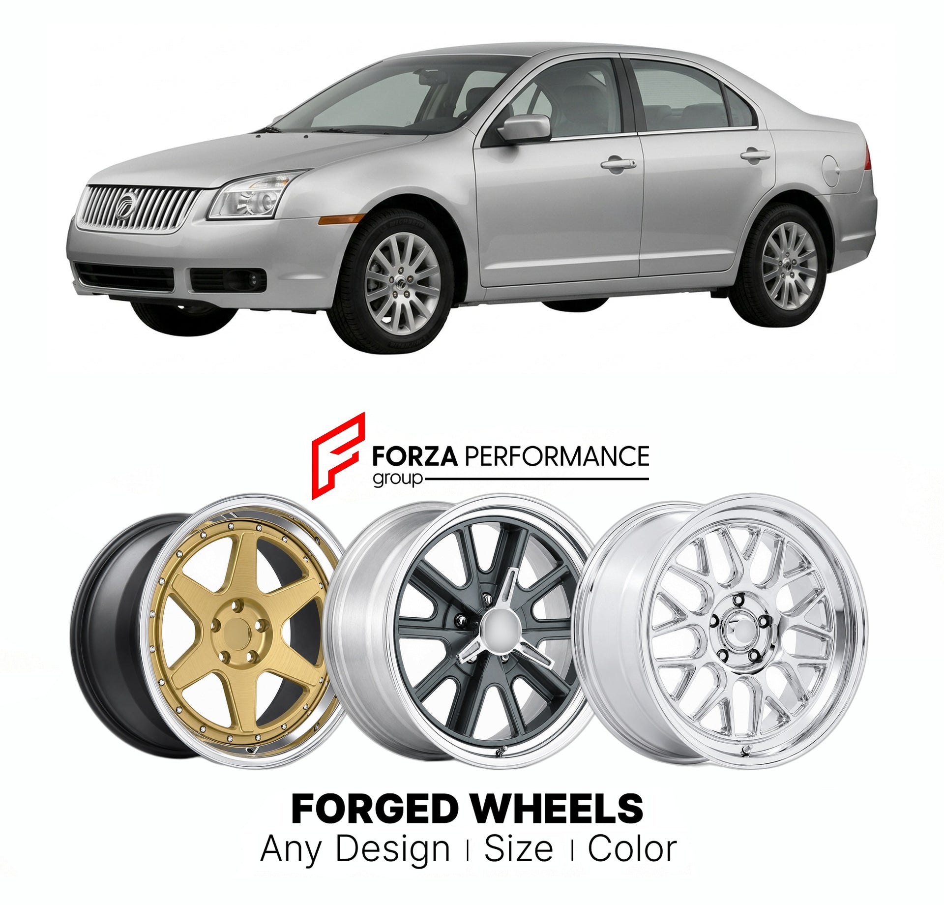 FORGED WHEELS RIMS for MERCURY MILAN 2006 - 2011

Custom forged wheels for Mercury Milan 2006 - 2011. Made-to-order monoblock, 2-piece and 3-piece rims in custom sizes, offsets, colors and finishes with guaranteed fitment.

We manufacture premium quality forged wheels rims for Mercury Milan 2006 - 2011 in any design, size, color.

THIS WHEEL DESIGN CAN BE CUSTOM-MADE FOR YOUR CAR IN ANY SIZE AND COLOR OPTIONS
Available in monoblock, 2-piece, 3-piece, duoblock, beadlock
3D wheel renderings are provided accor