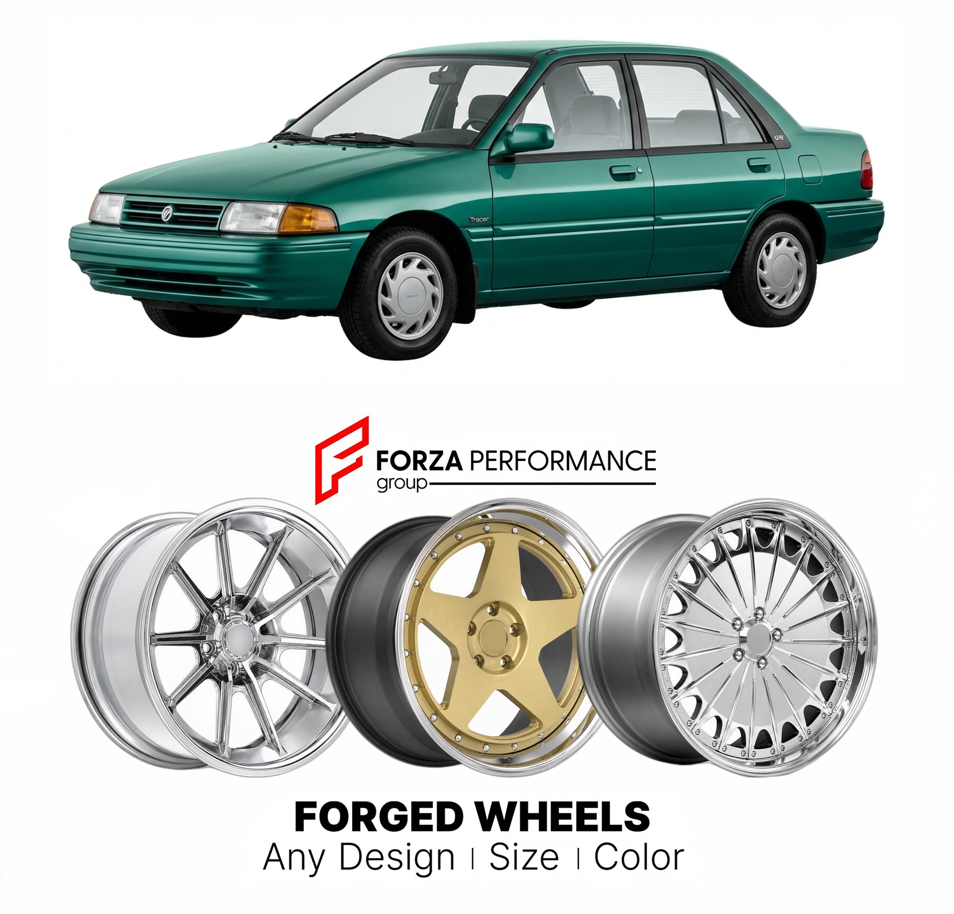 FORGED WHEELS RIMS for MERCURY TRACER 1991 - 1996

Custom forged wheels for Mercury Tracer 1991 - 1996. Made-to-order monoblock, 2-piece and 3-piece rims in custom sizes, offsets, colors and finishes with guaranteed fitment.

We manufacture premium quality forged wheels rims for Mercury Tracer 1991 - 1996 in any design, size, color.

THIS WHEEL DESIGN CAN BE CUSTOM-MADE FOR YOUR CAR IN ANY SIZE AND COLOR OPTIONS
Available in monoblock, 2-piece, 3-piece, duoblock, beadlock
3D wheel renderings are provided ac