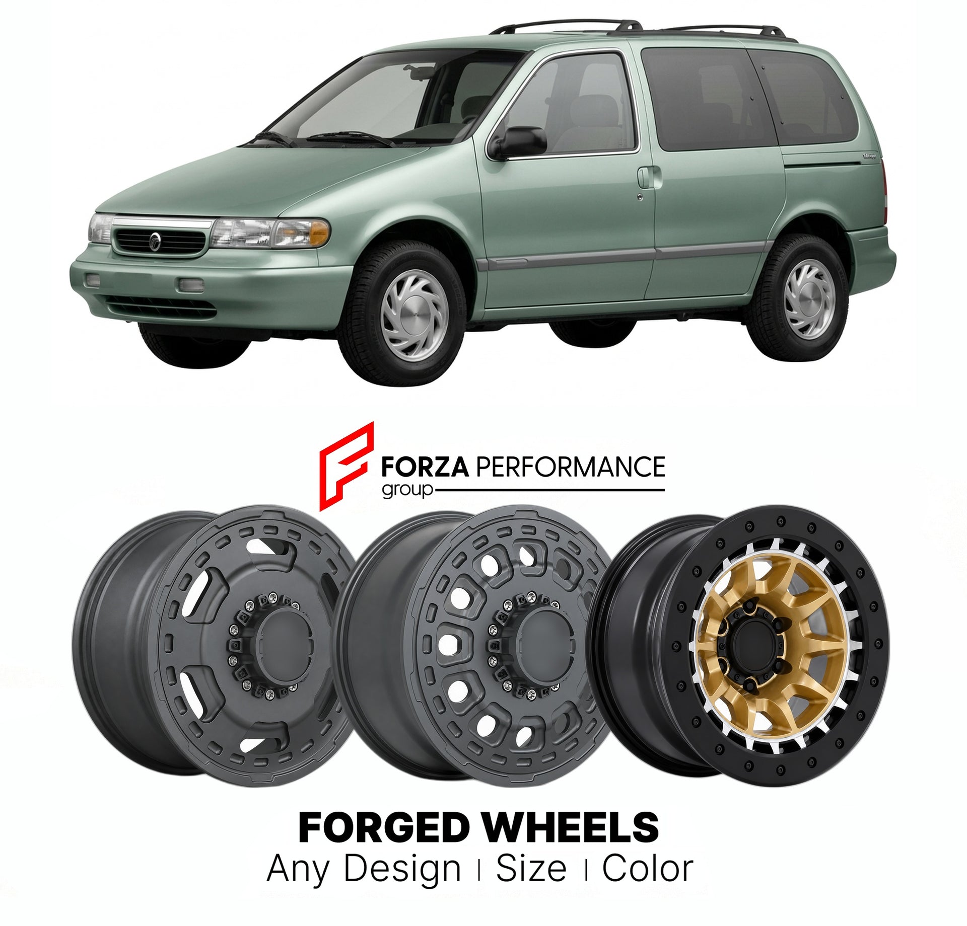 FORGED WHEELS RIMS for MERCURY VILLAGER 1993 - 2002

Custom forged wheels for Mercury Villager 1993 - 2002. Made-to-order monoblock, 2-piece and 3-piece rims in custom sizes, offsets, colors and finishes with guaranteed fitment.

We manufacture premium quality forged wheels rims for Mercury Villager 1993 - 2002 in any design, size, color.

THIS WHEEL DESIGN CAN BE CUSTOM-MADE FOR YOUR CAR IN ANY SIZE AND COLOR OPTIONS
Available in monoblock, 2-piece, 3-piece, duoblock, beadlock
3D wheel renderings are provi