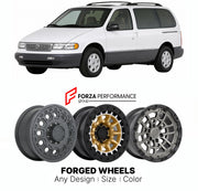 FORGED WHEELS RIMS for MERCURY VILLAGER 1992 - 1998

Custom forged wheels for Mercury Villager 1996 - 1998. Made-to-order monoblock, 2-piece and 3-piece rims in custom sizes, offsets, colors and finishes with guaranteed fitment.

We manufacture premium quality forged wheels rims for Mercury Villager 1996 - 1998 in any design, size, color.

THIS WHEEL DESIGN CAN BE CUSTOM-MADE FOR YOUR CAR IN ANY SIZE AND COLOR OPTIONS
Available in monoblock, 2-piece, 3-piece, duoblock, beadlock
3D wheel renderings are provi