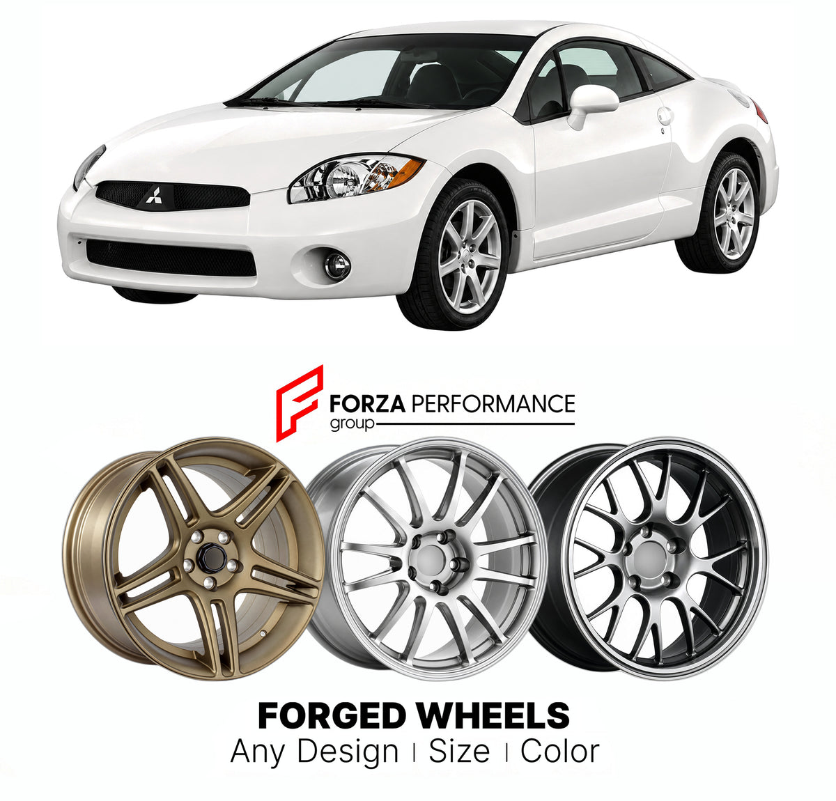 FORGED WHEELS RIMS for MITSUBISHI ECLIPSE DK 2005 - 2008

Custom forged wheels for Mitsubishi Eclipse DK 2005 - 2008. Made-to-order monoblock, 2-piece and 3-piece rims in custom sizes, offsets, colors and finishes with guaranteed fitment.

We manufacture premium quality forged wheels rims for Mitsubishi Eclipse DK 2005 - 2008 in any design, size, color.

JDM WHEEL DESIGNS: our Japanese collection for sports cars and coupes includes designs inspired by Rays Volk Racing, XXR, SSR, Enkei, Cosmis Racing, Rota, 