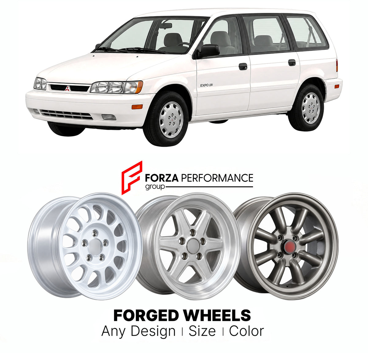 CUSTOM CLASSIC VINTAGE RESTOMOD RETRO OLD SCHOOL FORGED WHEELS RIMS for MITSUBISHI EXPO LRV N10 N20 N30 N40 1991 - 1998

Custom forged wheels for Mitsubishi Expo LRV N10 N20 N30 N40 1991 - 1998. Classic, vintage, restomod and retro JDM wheel designs made to order in custom sizes, offsets, colors and finishes with guaranteed fitment.

We manufacture premium quality forged wheels rims for Mitsubishi Expo LRV N10 N20 N30 N40 1991 - 1998 in any design, size, color.

JDM WHEEL DESIGNS: our Japanese collection fo