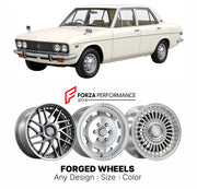 CUSTOM CLASSIC VINTAGE RESTOMOD RETRO OLD SCHOOL FORGED WHEELS RIMS for MITSUBISHI GALANT A110 1973 - 1976

Custom forged wheels for Mitsubishi Galant A110 1973 - 1976. Classic, vintage, restomod and retro JDM wheel designs made to order in custom sizes, offsets, colors and finishes with guaranteed fitment.

We manufacture premium quality forged wheels rims for Mitsubishi Galant A110 1973 - 1976 in any design, size, color.

JDM WHEEL DESIGNS: our Japanese collection for sedans and wagons includes designs in