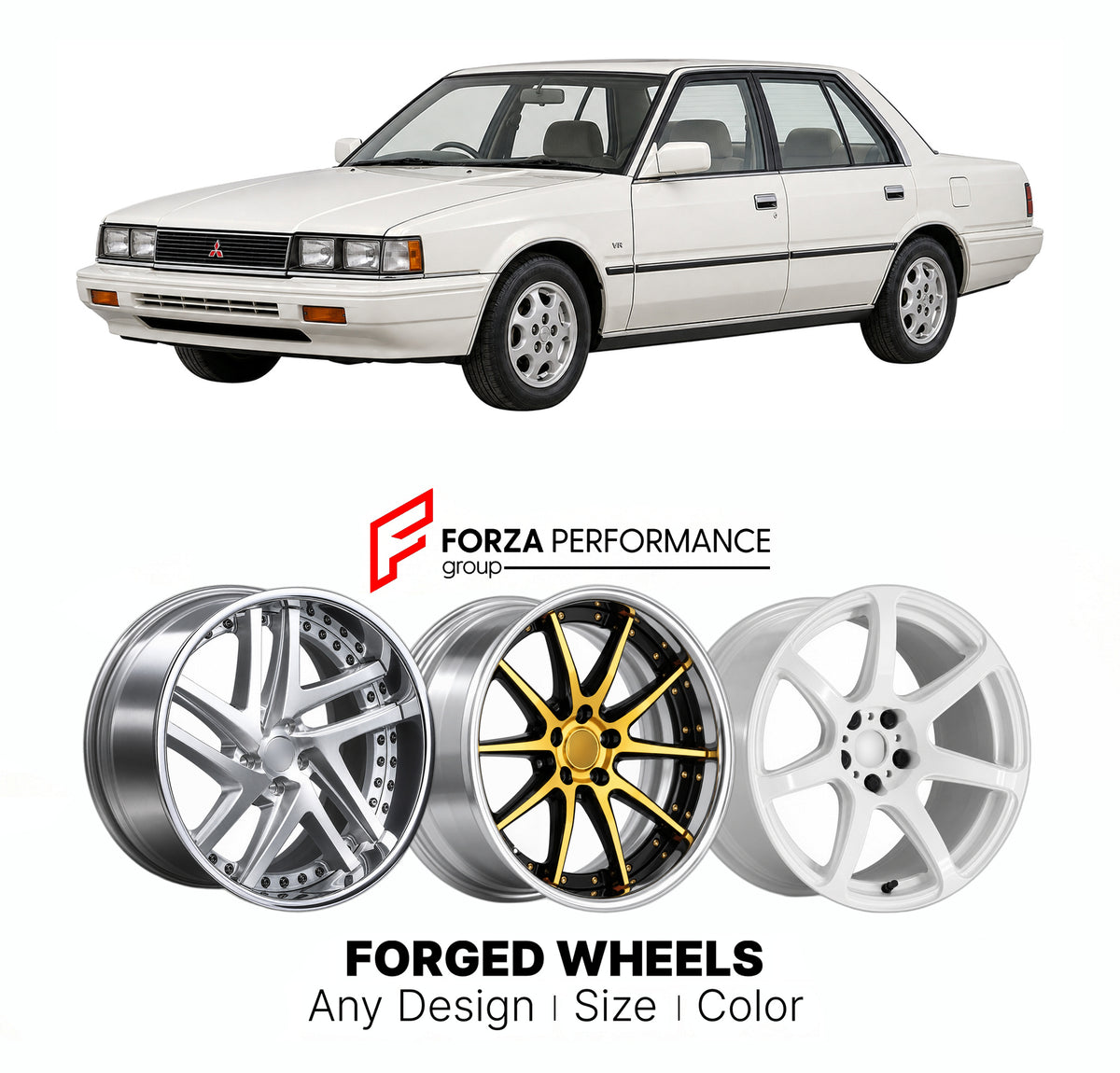 CUSTOM CLASSIC VINTAGE RESTOMOD RETRO OLD SCHOOL FORGED WHEELS RIMS for MITSUBISHI GALANT E10 1983 - 1988

Custom forged wheels for Mitsubishi Galant E10 1983 - 1988. Classic, vintage, restomod and retro JDM wheel designs made to order in custom sizes, offsets, colors and finishes with guaranteed fitment.

We manufacture premium quality forged wheels rims for Mitsubishi Galant E10 1983 - 1988 in any design, size, color.

JDM WHEEL DESIGNS: our Japanese collection for sedans and wagons includes designs inspi