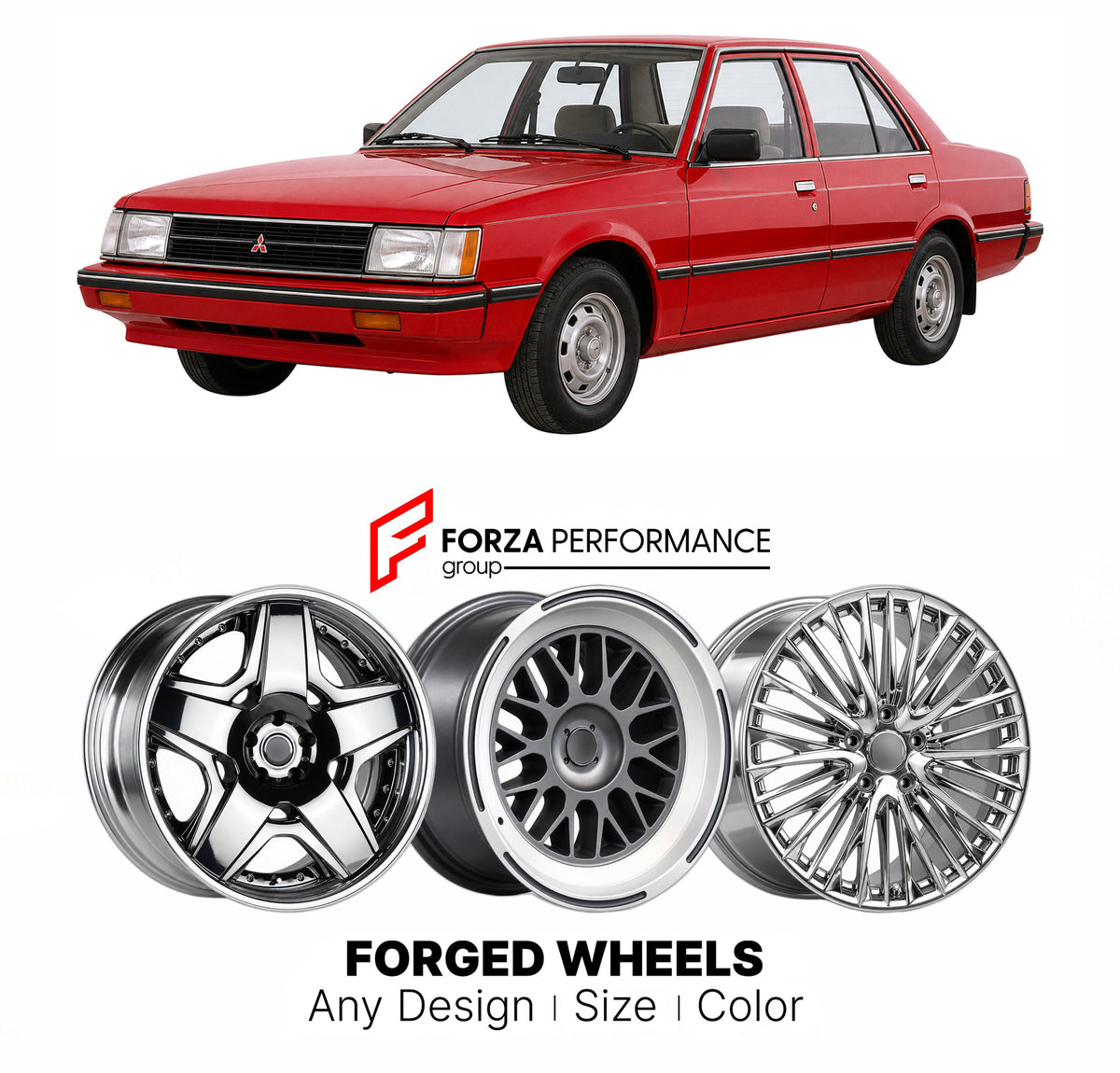 CUSTOM CLASSIC VINTAGE RESTOMOD RETRO OLD SCHOOL FORGED WHEELS RIMS for MITSUBISHI LANCER C10 1983 - 1988

Custom forged wheels for Mitsubishi Lancer C10 1983 - 1988. Classic, vintage, restomod and retro JDM wheel designs made to order in custom sizes, offsets, colors and finishes with guaranteed fitment.

We manufacture premium quality forged wheels rims for Mitsubishi Lancer C10 1983 - 1988 in any design, size, color.

JDM WHEEL DESIGNS: our Japanese collection for sedans and wagons includes designs inspi