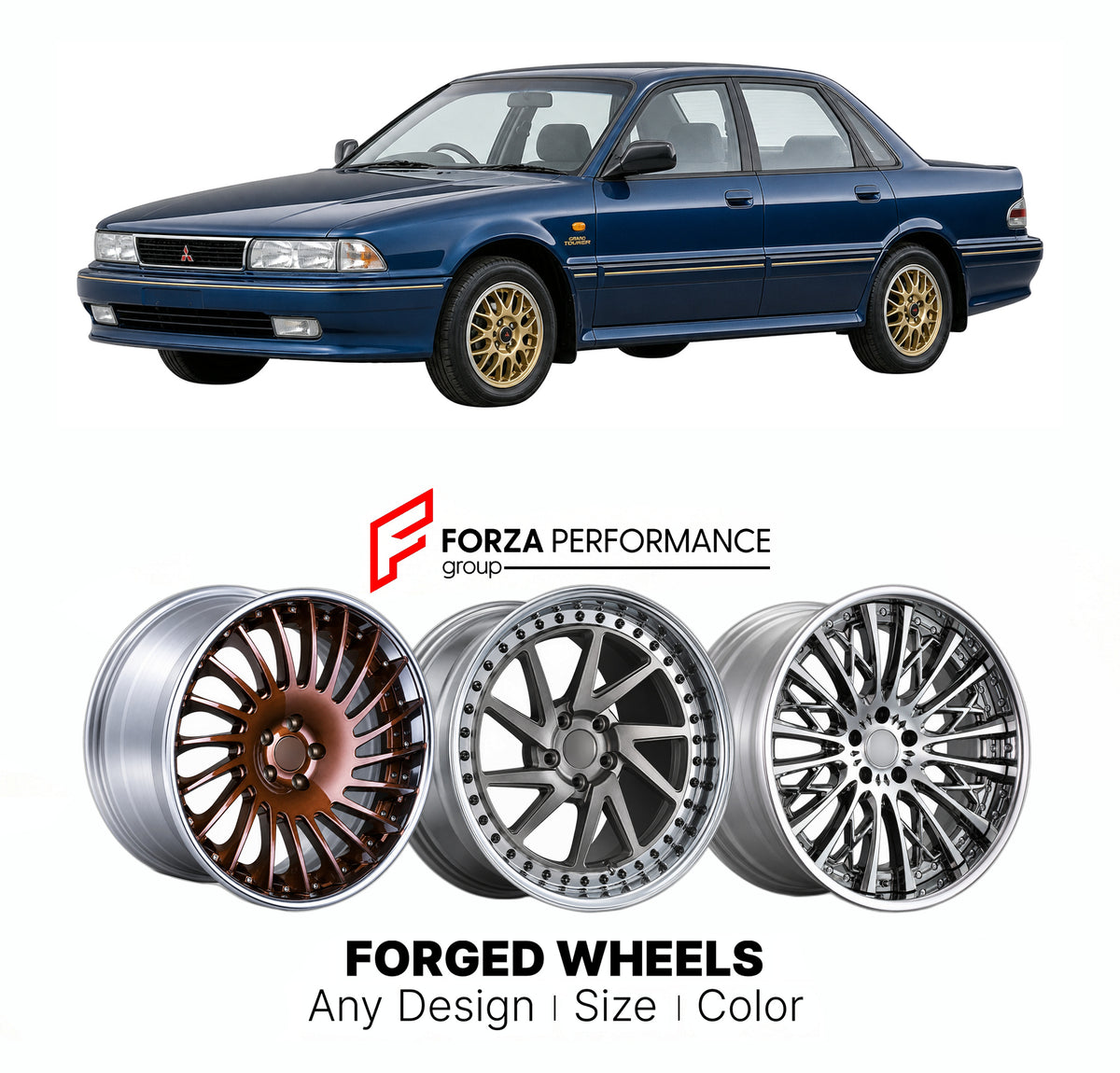 CUSTOM CLASSIC VINTAGE RESTOMOD RETRO OLD SCHOOL FORGED WHEELS RIMS for MITSUBISHI MAGNA VERADA TM TN TP 1985 - 1991

Custom forged wheels for Mitsubishi Magna Verada TM TN TP 1985 - 1991. Classic, vintage, restomod and retro JDM wheel designs made to order in custom sizes, offsets, colors and finishes with guaranteed fitment.

We manufacture premium quality forged wheels rims for Mitsubishi Magna Verada TM TN TP 1985 - 1991 in any design, size, color.

JDM WHEEL DESIGNS: our Japanese collection for sedans 
