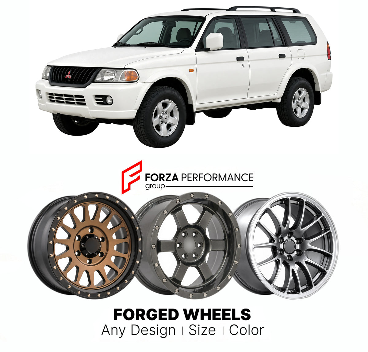 CUSTOM CLASSIC VINTAGE RESTOMOD RETRO OLD SCHOOL FORGED WHEELS RIMS for MITSUBISHI PAJERO MONTERO SPORT K80 K90 1996 - 2008

Custom forged wheels for Mitsubishi Pajero Montero Sport K80 K90 1996 - 2008. Classic, vintage, restomod and retro JDM wheel designs made to order in custom sizes, offsets, colors and finishes with guaranteed fitment.

We manufacture premium quality forged wheels rims for Mitsubishi Pajero Montero Sport K80 K90 1996 - 2008 in any design, size, color.

JDM WHEEL DESIGNS: our Japanese c
