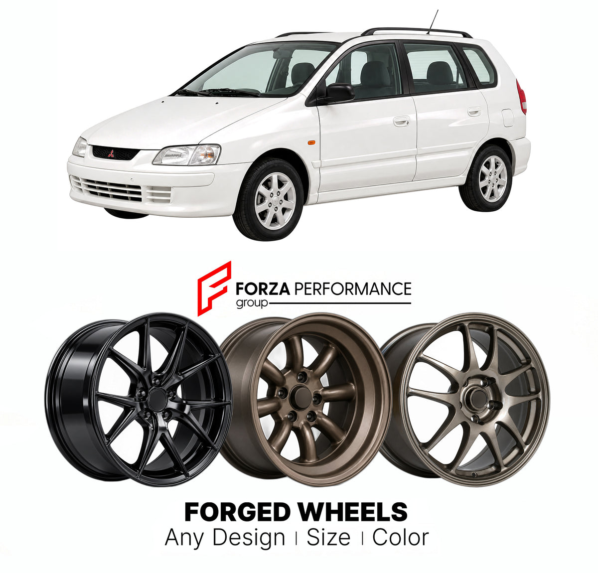 CUSTOM CLASSIC VINTAGE RESTOMOD RETRO OLD SCHOOL FORGED WHEELS RIMS for MITSUBISHI SPACE STAR DG0 1998 - 2005

Custom forged wheels for Mitsubishi Space Star DG0 1998 - 2005. Classic, vintage, restomod and retro JDM wheel designs made to order in custom sizes, offsets, colors and finishes with guaranteed fitment.

We manufacture premium quality forged wheels rims for Mitsubishi Space Star DG0 1998 - 2005 in any design, size, color.

JDM WHEEL DESIGNS: our Japanese collection for hatchbacks, kei cars and MPV