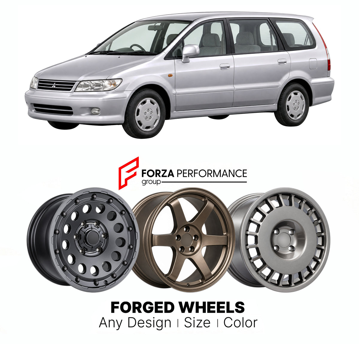 CUSTOM CLASSIC VINTAGE RESTOMOD RETRO OLD SCHOOL FORGED WHEELS RIMS for MITSUBISHI SPACE WAGON CHARIOT N80 N90 1997 - 2003

Custom forged wheels for Mitsubishi Space Wagon Chariot N80 N90 1997 - 2003. Classic, vintage, restomod and retro JDM wheel designs made to order in custom sizes, offsets, colors and finishes with guaranteed fitment.

We manufacture premium quality forged wheels rims for Mitsubishi Space Wagon Chariot N80 N90 1997 - 2003 in any design, size, color.

JDM WHEEL DESIGNS: our Japanese coll