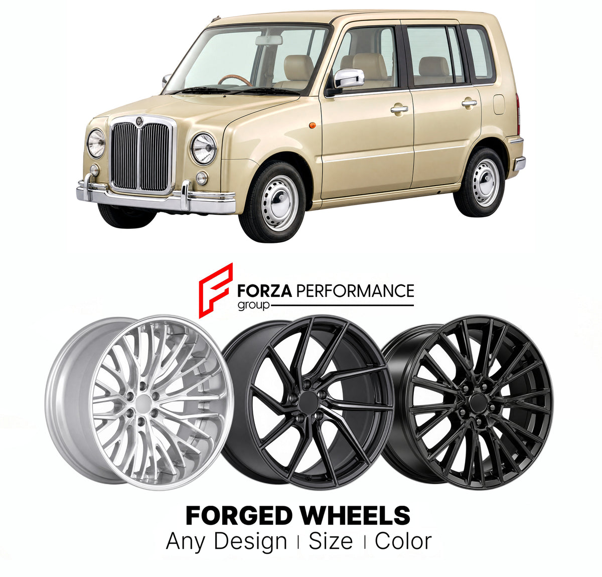 FORGED WHEELS RIMS for MITSUOKA YUGA CUBE 2000 - 2001

Custom forged wheels for Mitsuoka Yuga Cube 2000 - 2001. Made-to-order monoblock, 2-piece and 3-piece rims in custom sizes, offsets, colors and finishes with guaranteed fitment.

We manufacture premium quality forged wheels rims for Mitsuoka Yuga Cube 2000 - 2001 in any design, size, color.

JDM WHEEL DESIGNS: our Japanese collection for hatchbacks, kei cars and MPVs includes designs inspired by Rays Volk Racing, Enkei, XXR, Rota, Work Wheels, Cosmis Ra