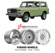 CUSTOM CLASSIC VINTAGE RESTOMOD RETRO OLD SCHOOL FORGED WHEELS RIMS for MONTEVERDI SAHARA 1976 - 1982

Custom forged wheels for Monteverdi Sahara 1976 - 1982. Classic, vintage, restomod wheel designs made to order in custom sizes, offsets, colors and finishes.

We manufacture premium quality forged wheels rims for Monteverdi Sahara 1976 - 1982 in any design, size, color.

THIS WHEEL DESIGN CAN BE CUSTOM-MADE FOR YOUR CAR IN ANY SIZE AND COLOR OPTIONS
Available in monoblock, 2-piece, 3-piece, duoblock, beadl