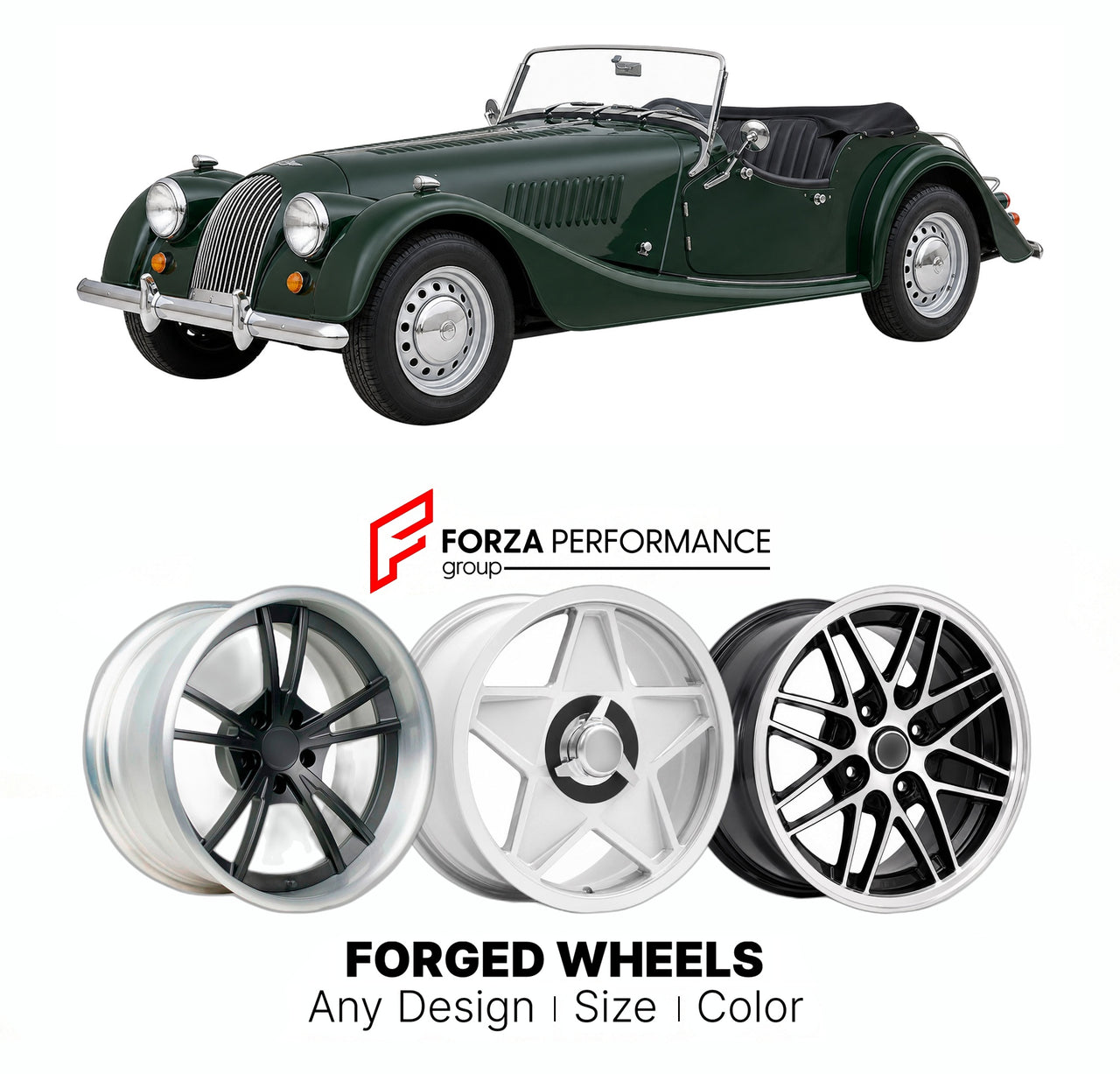 CUSTOM CLASSIC VINTAGE RESTOMOD RETRO OLD SCHOOL FORGED WHEELS RIMS for MORGAN 4/4 1800 1993 - 2000

Custom forged wheels for Morgan 4/4 1800 1993 - 2000. Classic, vintage, restomod wheel designs made to order in custom sizes, offsets, colors and finishes.

We manufacture premium quality forged wheels rims for Morgan 4/4 1800 1993 - 2000 in any design, size, color.

THIS WHEEL DESIGN CAN BE CUSTOM-MADE FOR YOUR CAR IN ANY SIZE AND COLOR OPTIONS
Available in monoblock, 2-piece, 3-piece, duoblock, beadlock
3D