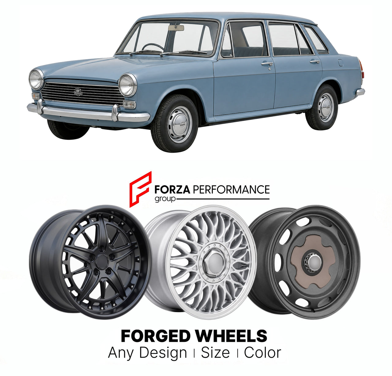 CUSTOM CLASSIC VINTAGE RESTOMOD RETRO OLD SCHOOL FORGED WHEELS RIMS for MORRIS 1800 2200 1964 - 1975

Custom forged wheels for Morris 1800 2200 1964 - 1975. Classic, vintage, restomod wheel designs made to order in custom sizes, offsets, colors and finishes.

We manufacture premium quality forged wheels rims for Morris 1800 2200 1964 - 1975 in any design, size, color.

THIS WHEEL DESIGN CAN BE CUSTOM-MADE FOR YOUR CAR IN ANY SIZE AND COLOR OPTIONS
Available in monoblock, 2-piece, 3-piece, duoblock, beadlock