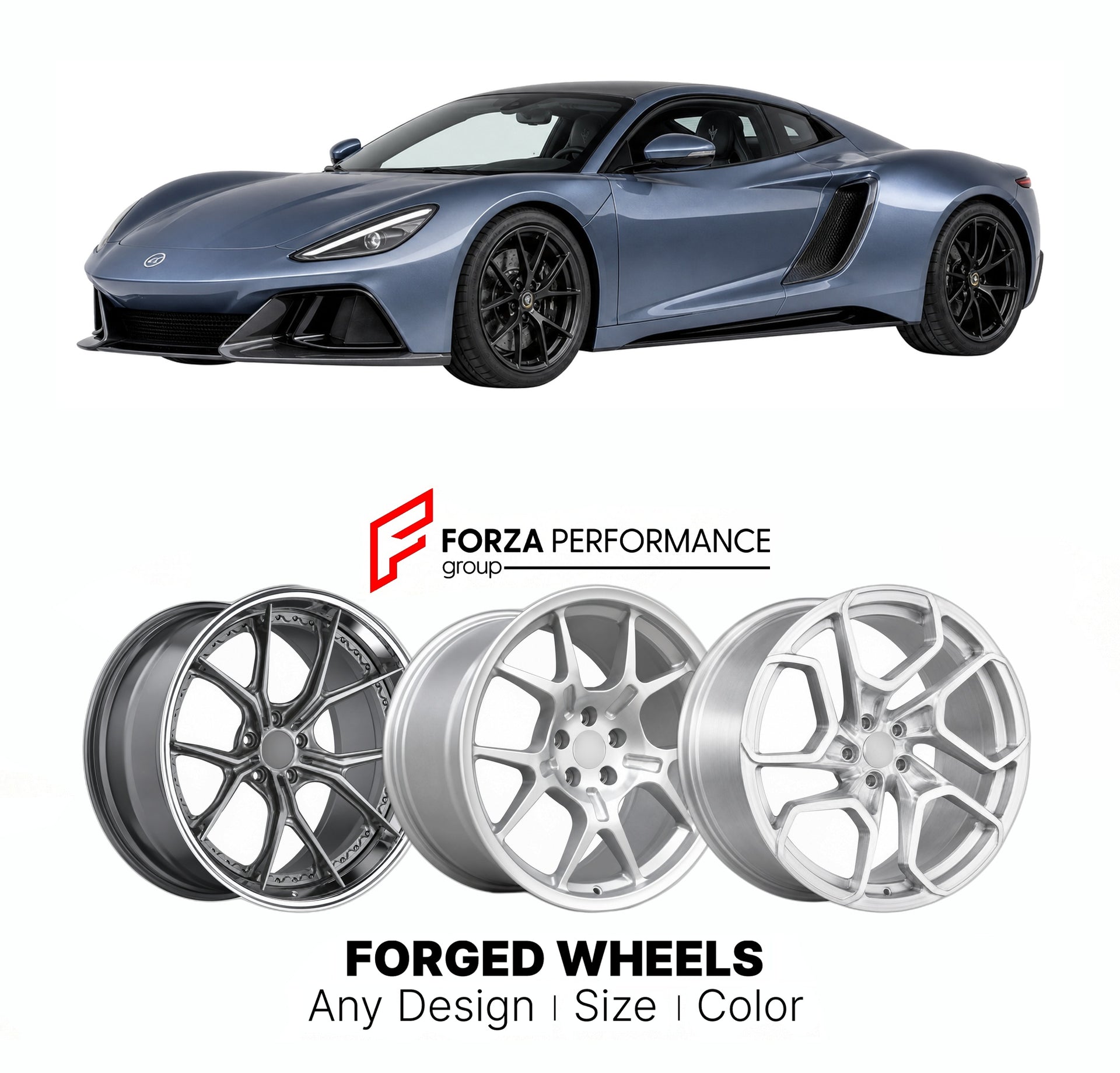 FORGED WHEELS RIMS for MULLEN GT LOW-VOLUME ELECTRIC SPORTS CAR 2025+

Custom forged wheels for Mullen GT Low-Volume Electric Sports Car 2025+. Made-to-order monoblock, 2-piece and 3-piece rims in custom sizes, offsets, colors and finishes with guaranteed fitment.

We manufacture premium quality forged wheels rims for Mullen GT Low-Volume Electric Sports Car 2025+ in any design, size, color.

THIS WHEEL DESIGN CAN BE CUSTOM-MADE FOR YOUR CAR IN ANY SIZE AND COLOR OPTIONS
Available in monoblock, 2-piece, 3-p
