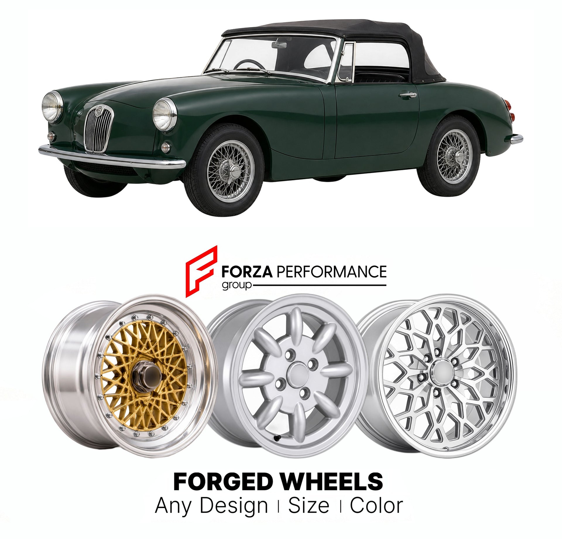 CUSTOM CLASSIC VINTAGE RESTOMOD RETRO OLD SCHOOL FORGED WHEELS RIMS for NG TF 1981 - 2000

Custom forged wheels for NG TF 1981 - 2000. Classic, vintage, restomod wheel designs made to order in custom sizes, offsets, colors and finishes.

We manufacture premium quality forged wheels rims for NG TF 1981 - 2000 in any design, size, color.

THIS WHEEL DESIGN CAN BE CUSTOM-MADE FOR YOUR CAR IN ANY SIZE AND COLOR OPTIONS
Available in monoblock, 2-piece, 3-piece, duoblock, beadlock
3D wheel renderings are provided