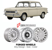 CUSTOM CLASSIC VINTAGE RESTOMOD RETRO OLD SCHOOL FORGED WHEELS RIMS for NSU 1000 1200 1964 - 1973

Custom forged wheels for NSU 1000 1200 1964 - 1973. Classic, vintage, restomod wheel designs made to order in custom sizes, offsets, colors and finishes.

We manufacture premium quality forged wheels rims for NSU 1000 1200 1964 - 1973 in any design, size, color.

THIS WHEEL DESIGN CAN BE CUSTOM-MADE FOR YOUR CAR IN ANY SIZE AND COLOR OPTIONS
Available in monoblock, 2-piece, 3-piece, duoblock, beadlock
3D wheel