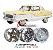 CUSTOM CLASSIC VINTAGE RESTOMOD RETRO OLD SCHOOL FORGED WHEELS RIMS for NASH METROPOLITAN 1958 - 1962
Custom forged wheels for classic American muscle cars. Ideal for restomod builds, vintage restorations, and show cars. Deep dish and retro styling available.

We manufacture premium quality forged wheels rims for Nash Metropolitan 1958 - 1962 in any design, size, color.

THIS WHEEL DESIGN CAN BE CUSTOM-MADE FOR YOUR CAR IN ANY SIZE AND COLOR OPTIONS
Available in monoblock, 2-piece, 3-piece, duoblock, beadlo
