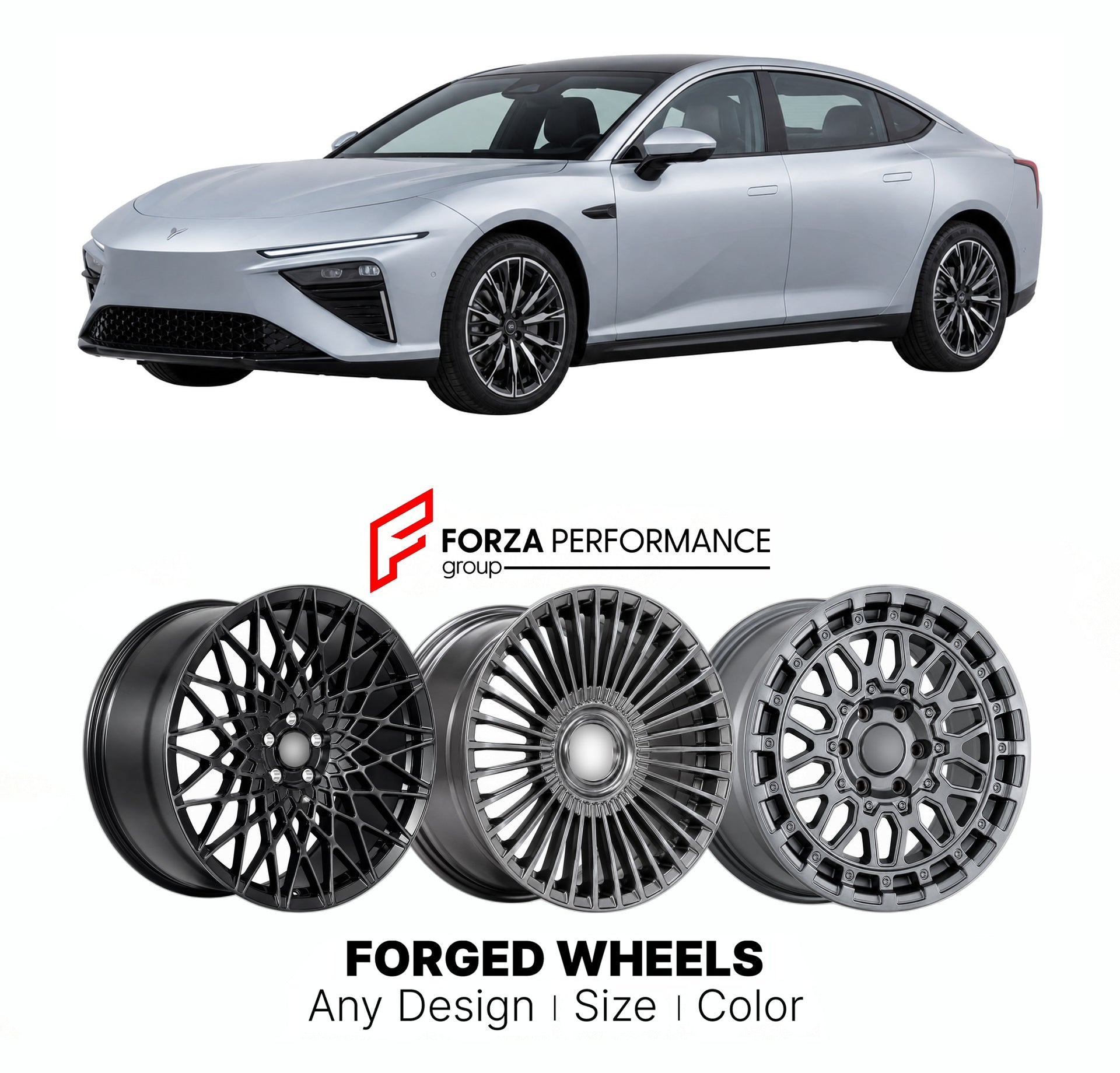 Custom forged wheels for Neta S 2022+. Made-to-order monoblock, 2-piece and 3-piece wheels in custom sizes, offsets, colors and finishes with guaranteed vehicle fitment.

We manufacture premium quality forged wheels rims for Neta S 2022+ in any design, size, color.

THIS WHEEL DESIGN CAN BE CUSTOM-MADE FOR YOUR CAR IN ANY SIZE AND COLOR OPTIONS
Available in monoblock, 2-piece, 3-piece, duoblock, beadlock
3D wheel renderings are provided according to the exact dimensions and specifications requested by the c