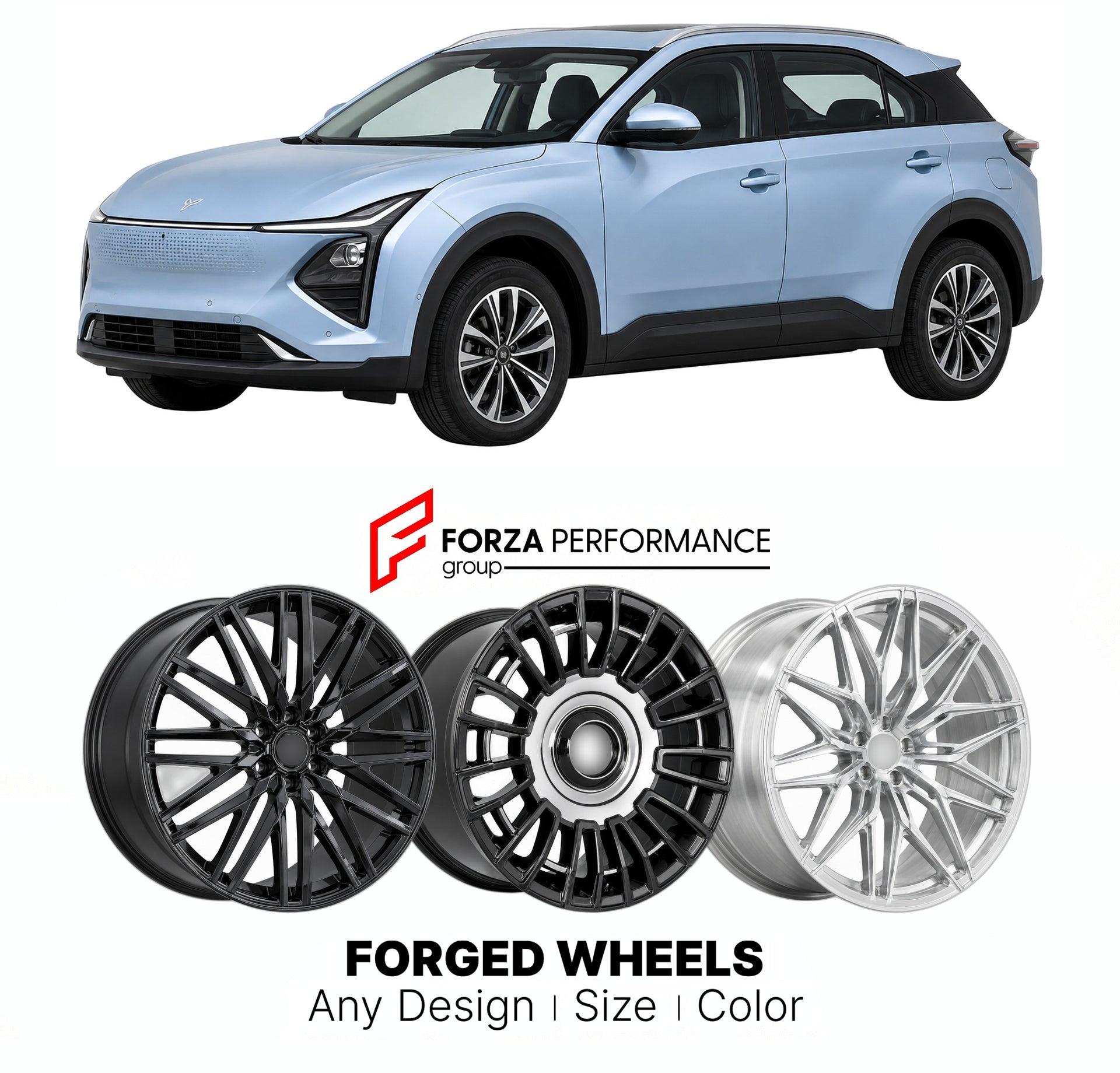 Custom forged wheels for Neta U U-II 2020+. Made-to-order monoblock, 2-piece and 3-piece wheels in custom sizes, offsets, colors and finishes with guaranteed vehicle fitment.

We manufacture premium quality forged wheels rims for Neta U U-II 2020+ in any design, size, color.

THIS WHEEL DESIGN CAN BE CUSTOM-MADE FOR YOUR CAR IN ANY SIZE AND COLOR OPTIONS
Available in monoblock, 2-piece, 3-piece, duoblock, beadlock
3D wheel renderings are provided according to the exact dimensions and specifications requeste