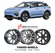 Custom forged wheels for Neta X 2023+. Made-to-order monoblock, 2-piece and 3-piece wheels in custom sizes, offsets, colors and finishes with guaranteed vehicle fitment.

We manufacture premium quality forged wheels rims for Neta X 2023+ in any design, size, color.

THIS WHEEL DESIGN CAN BE CUSTOM-MADE FOR YOUR CAR IN ANY SIZE AND COLOR OPTIONS
Available in monoblock, 2-piece, 3-piece, duoblock, beadlock
3D wheel renderings are provided according to the exact dimensions and specifications requested by the c