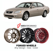 FORGED WHEELS RIMS for NISSAN ALTIMA L31 2001 - 2006

Custom forged wheels for Nissan Altima L31 2001 - 2006. Made-to-order monoblock, 2-piece and 3-piece rims in custom sizes, offsets, colors and finishes with guaranteed fitment.

We manufacture premium quality forged wheels rims for Nissan Altima L31 2001 - 2006 in any design, size, color.

JDM WHEEL DESIGNS: our Japanese collection for sports cars and coupes includes designs inspired by Rays Volk Racing, XXR, SSR, Enkei, Cosmis Racing, Rota, Liberty Walk