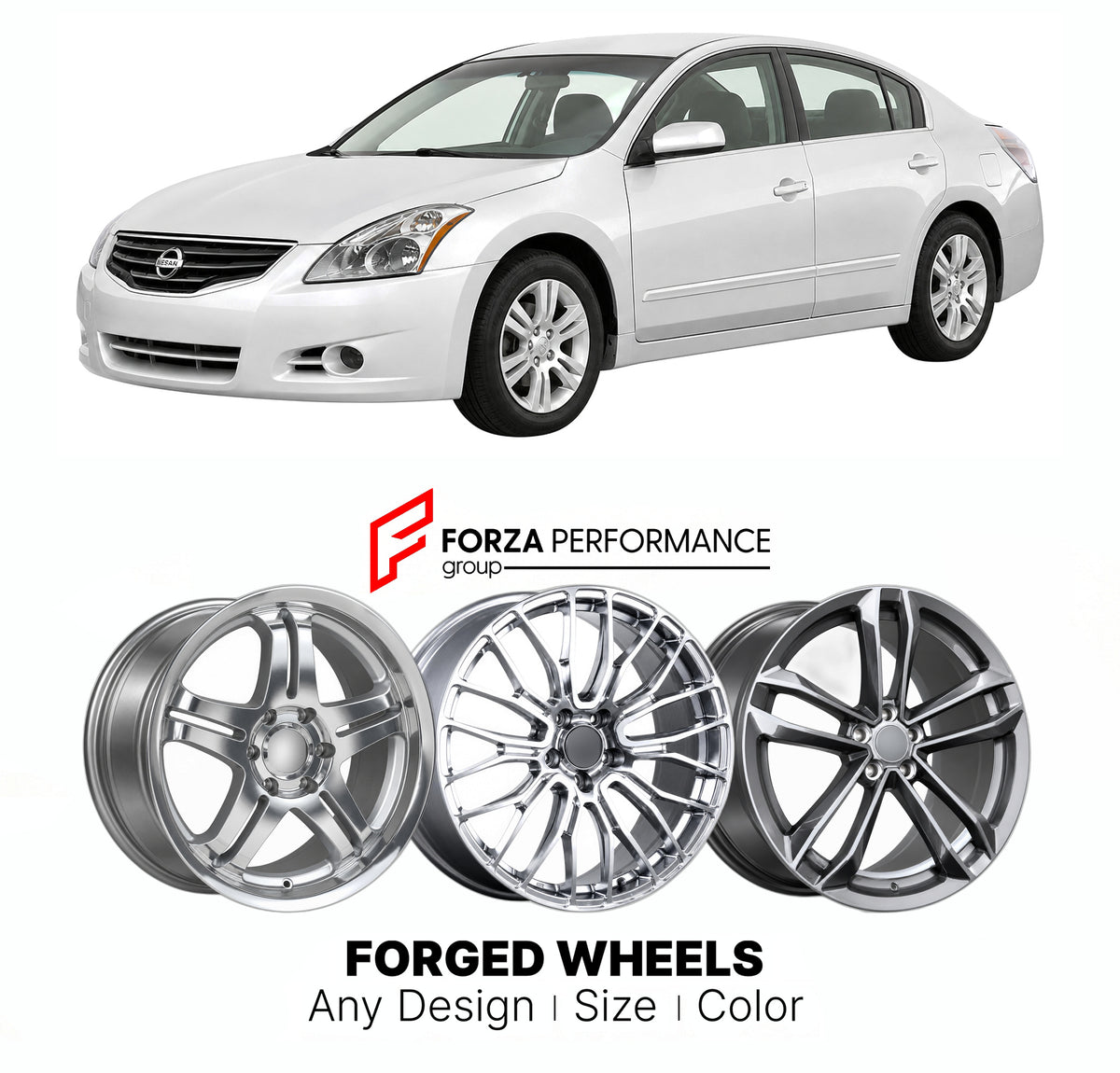 FORGED WHEELS RIMS for NISSAN ALTIMA L32 FACELIFT 2010 - 2012

Custom forged wheels for Nissan Altima L32 Facelift 2010 - 2012. Made-to-order monoblock, 2-piece and 3-piece rims in custom sizes, offsets, colors and finishes with guaranteed fitment.

We manufacture premium quality forged wheels rims for Nissan Altima L32 Facelift 2010 - 2012 in any design, size, color.

JDM WHEEL DESIGNS: our Japanese collection for sports cars and coupes includes designs inspired by Rays Volk Racing, XXR, SSR, Enkei, Cosmis
