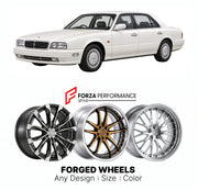 CUSTOM CLASSIC VINTAGE RESTOMOD RETRO OLD SCHOOL FORGED WHEELS RIMS for NISSAN CIMA Y32 1991 - 1996

Custom forged wheels for Nissan Cima Y32 1991 - 1996. Classic, vintage, restomod and retro JDM wheel designs made to order in custom sizes, offsets, colors and finishes with guaranteed fitment.

We manufacture premium quality forged wheels rims for Nissan Cima Y32 1991 - 1996 in any design, size, color.

JDM WHEEL DESIGNS: our Japanese collection for sedans and wagons includes designs inspired by Weds Kranze