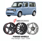 FORGED WHEELS RIMS for NISSAN CUBE Z11 2002 - 2008

Custom forged wheels for Nissan Cube Z11 2002 - 2008. Made-to-order monoblock, 2-piece and 3-piece rims in custom sizes, offsets, colors and finishes with guaranteed fitment.

We manufacture premium quality forged wheels rims for Nissan Cube Z11 2002 - 2008 in any design, size, color.

JDM WHEEL DESIGNS: our Japanese collection for hatchbacks, kei cars and MPVs includes designs inspired by Rays Volk Racing, Enkei, XXR, Rota, Work Wheels, Cosmis Racing, SSR