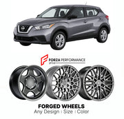 FORGED WHEELS RIMS for NISSAN KICKS P15 2016 - 2020

Custom forged wheels for Nissan Kicks P15 2016 - 2020. Made-to-order monoblock, 2-piece and 3-piece rims in custom sizes, offsets, colors and finishes with guaranteed fitment.

We manufacture premium quality forged wheels rims for Nissan Kicks P15 2016 - 2020 in any design, size, color.

JDM WHEEL DESIGNS: our Japanese collection for SUVs and pickups includes designs inspired by Bradley V, Method Race Wheels, Forgiato, Kuhl Racing, Mugen, TRD, Rota, Work 