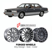 CUSTOM CLASSIC VINTAGE RESTOMOD RETRO OLD SCHOOL FORGED WHEELS RIMS for NISSAN LAUREL C31 1980 - 1984

Custom forged wheels for Nissan Laurel C31 1980 - 1984. Classic, vintage, restomod and retro JDM wheel designs made to order in custom sizes, offsets, colors and finishes with guaranteed fitment.

We manufacture premium quality forged wheels rims for Nissan Laurel C31 1980 - 1984 in any design, size, color.

JDM WHEEL DESIGNS: our Japanese collection for sedans and wagons includes designs inspired by Weds 
