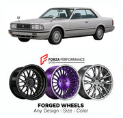 CUSTOM CLASSIC VINTAGE RESTOMOD RETRO OLD SCHOOL FORGED WHEELS RIMS for NISSAN LAUREL C32 1984 - 1989

Custom forged wheels for Nissan Laurel C32 1984 - 1989. Classic, vintage, restomod and retro JDM wheel designs made to order in custom sizes, offsets, colors and finishes with guaranteed fitment.

We manufacture premium quality forged wheels rims for Nissan Laurel C32 1984 - 1989 in any design, size, color.

JDM WHEEL DESIGNS: our Japanese collection for sedans and wagons includes designs inspired by Weds 