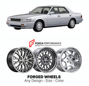 CUSTOM CLASSIC VINTAGE RESTOMOD RETRO OLD SCHOOL FORGED WHEELS RIMS for NISSAN LAUREL C33 1989 - 1993

Custom forged wheels for Nissan Laurel C33 1989 - 1993. Classic, vintage, restomod and retro JDM wheel designs made to order in custom sizes, offsets, colors and finishes with guaranteed fitment.

We manufacture premium quality forged wheels rims for Nissan Laurel C33 1989 - 1993 in any design, size, color.

JDM WHEEL DESIGNS: our Japanese collection for sedans and wagons includes designs inspired by Weds 