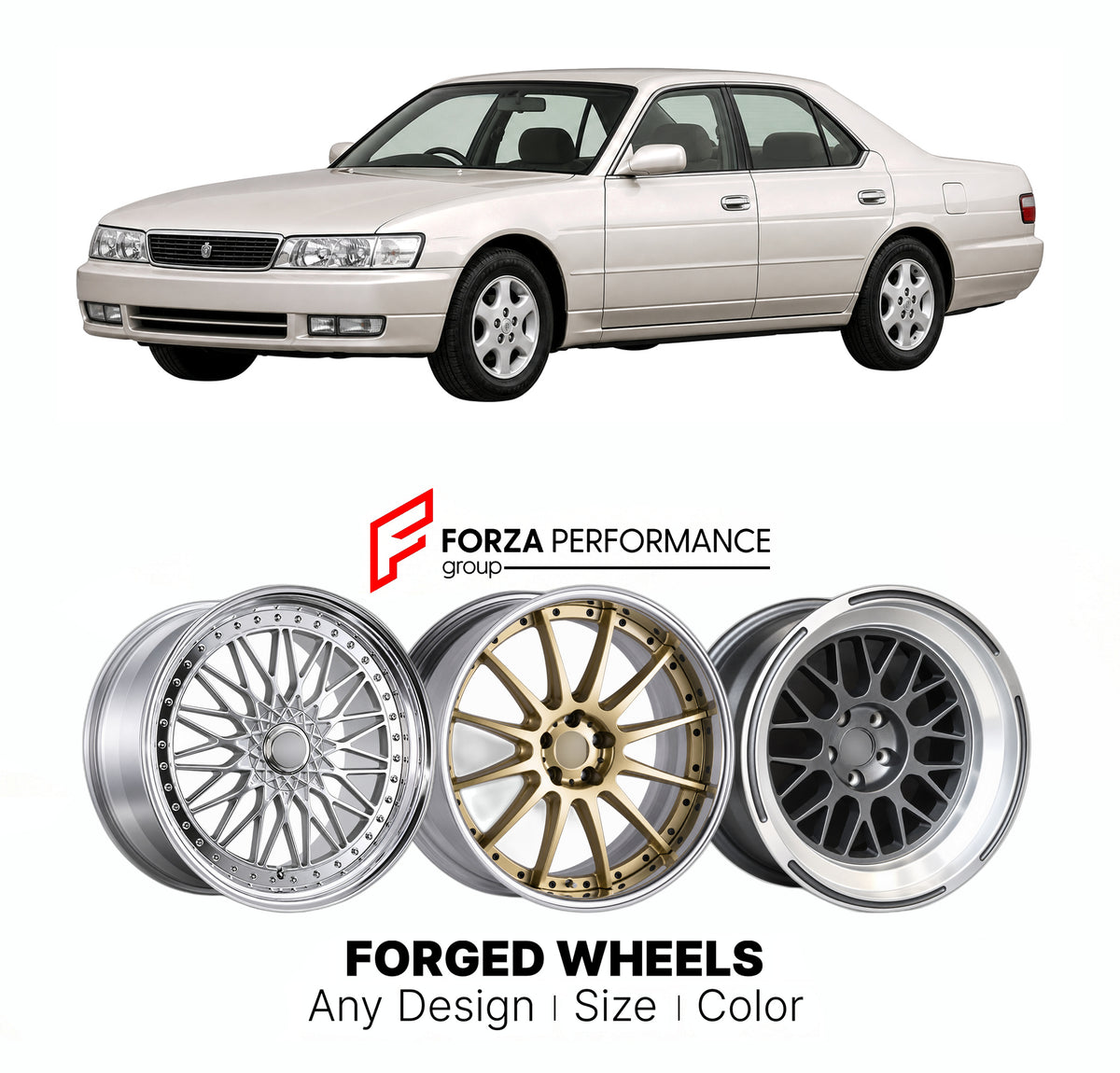 CUSTOM CLASSIC VINTAGE RESTOMOD RETRO OLD SCHOOL FORGED WHEELS RIMS for NISSAN LAUREL C35 1997 - 2002

Custom forged wheels for Nissan Laurel C35 1997 - 2002. Classic, vintage, restomod and retro JDM wheel designs made to order in custom sizes, offsets, colors and finishes with guaranteed fitment.

We manufacture premium quality forged wheels rims for Nissan Laurel C35 1997 - 2002 in any design, size, color.

JDM WHEEL DESIGNS: our Japanese collection for sedans and wagons includes designs inspired by Weds 