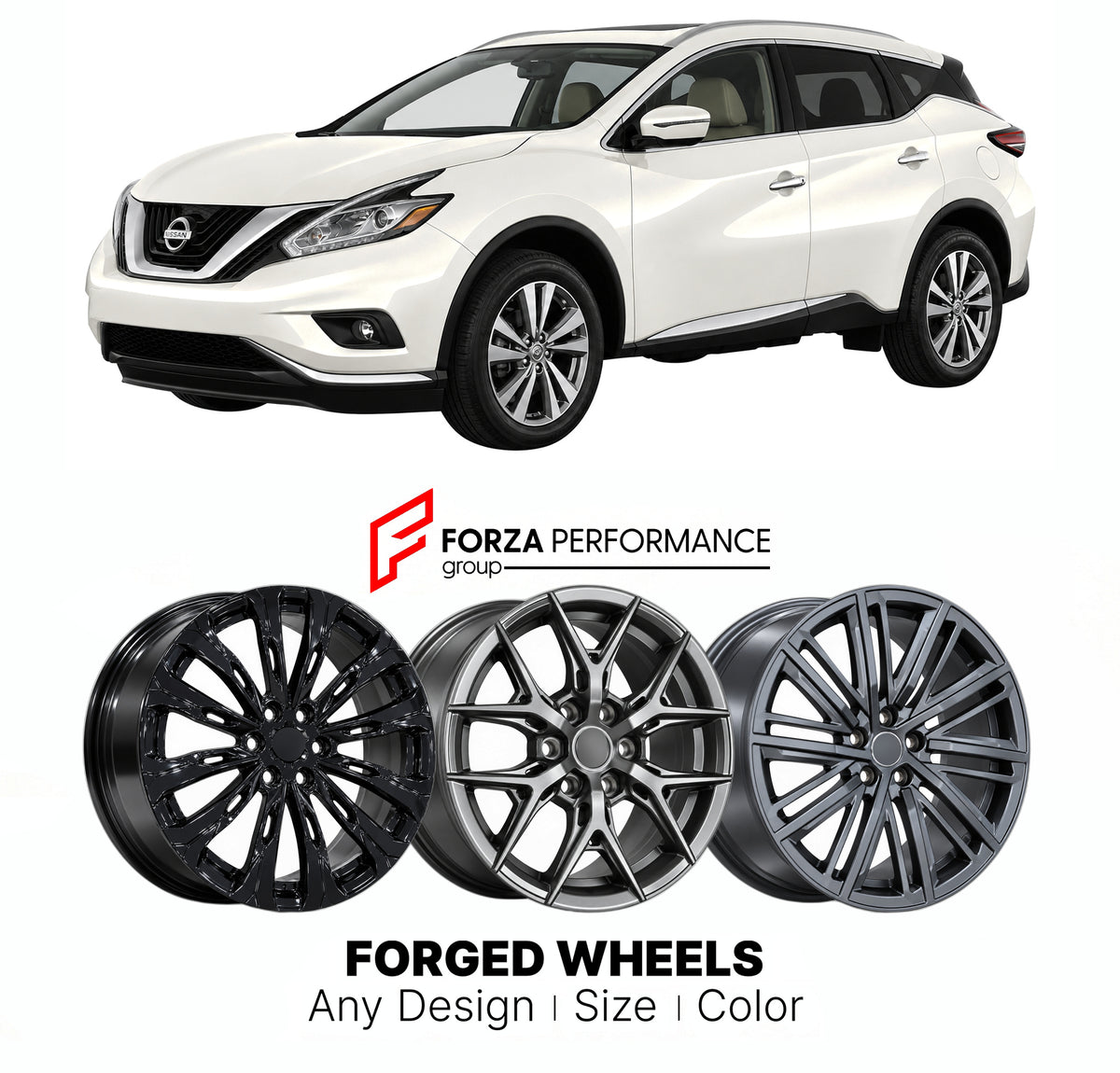 FORGED WHEELS RIMS for NISSAN MURANO Z52 2014 - 2018

Custom forged wheels for Nissan Murano Z52 2014 - 2018. Made-to-order monoblock, 2-piece and 3-piece rims in custom sizes, offsets, colors and finishes with guaranteed fitment.

We manufacture premium quality forged wheels rims for Nissan Murano Z52 2014 - 2018 in any design, size, color.

JDM WHEEL DESIGNS: our Japanese collection for SUVs and pickups includes designs inspired by Bradley V, Method Race Wheels, Forgiato, Kuhl Racing, Mugen, TRD, Rota, Wo