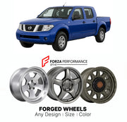 FORGED WHEELS RIMS for NISSAN NAVARA D40 2004 - 2009

Custom forged wheels for Nissan Navara D40 2004 - 2009. Made-to-order monoblock, 2-piece and 3-piece rims in custom sizes, offsets, colors and finishes with guaranteed fitment.

We manufacture premium quality forged wheels rims for Nissan Navara D40 2004 - 2009 in any design, size, color.

JDM WHEEL DESIGNS: our Japanese collection for SUVs and pickups includes designs inspired by Bradley V, Method Race Wheels, Forgiato, Kuhl Racing, Mugen, TRD, Rota, Wo