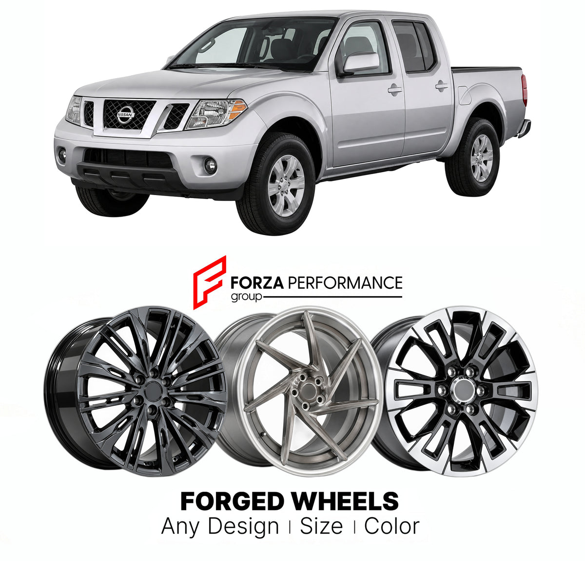 FORGED WHEELS RIMS for NISSAN NAVARA D40 FACELIFT 2010 - 2015

Custom forged wheels for Nissan Navara D40 Facelift 2010 - 2015. Made-to-order monoblock, 2-piece and 3-piece rims in custom sizes, offsets, colors and finishes with guaranteed fitment.

We manufacture premium quality forged wheels rims for Nissan Navara D40 Facelift 2010 - 2015 in any design, size, color.

JDM WHEEL DESIGNS: our Japanese collection for SUVs and pickups includes designs inspired by Bradley V, Method Race Wheels, Forgiato, Kuhl R
