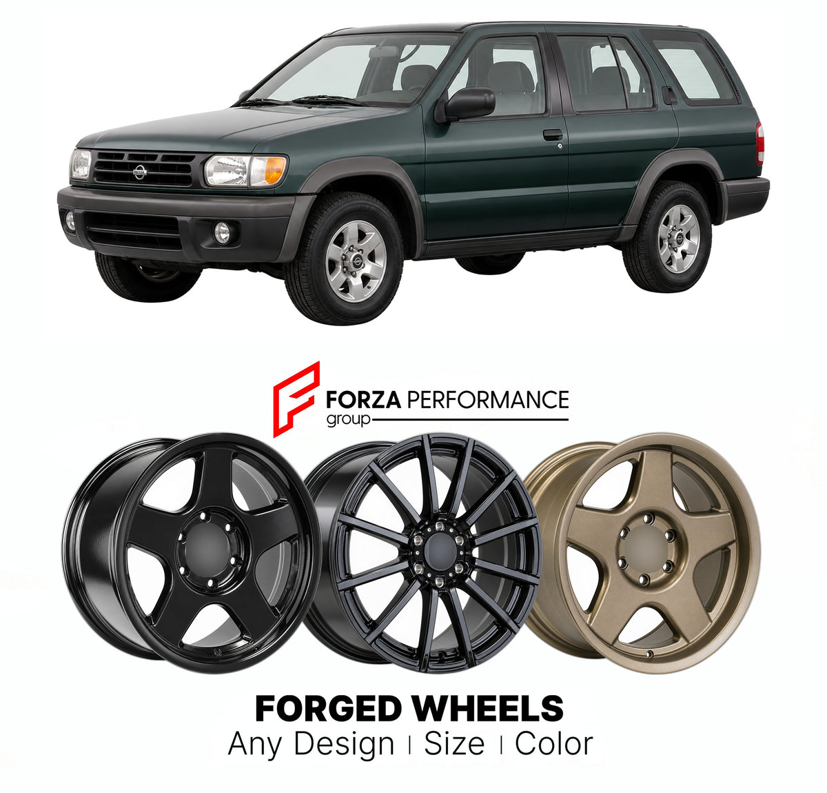 CUSTOM CLASSIC VINTAGE RESTOMOD RETRO OLD SCHOOL FORGED WHEELS RIMS for NISSAN PATHFINDER R50 1995 - 2004

Custom forged wheels for Nissan Pathfinder R50 1995 - 2004. Classic, vintage, restomod and retro JDM wheel designs made to order in custom sizes, offsets, colors and finishes with guaranteed fitment.

We manufacture premium quality forged wheels rims for Nissan Pathfinder R50 1995 - 2004 in any design, size, color.

JDM WHEEL DESIGNS: our Japanese collection for SUVs and pickups includes designs inspir