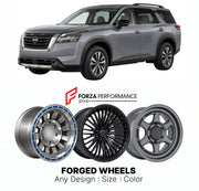 FORGED WHEELS RIMS for NISSAN PATHFINDER R53 2021+

Custom forged wheels for Nissan Pathfinder R53 2021+. Made-to-order monoblock, 2-piece and 3-piece rims in custom sizes, offsets, colors and finishes with guaranteed fitment.

We manufacture premium quality forged wheels rims for Nissan Pathfinder R53 2021+ in any design, size, color.

JDM WHEEL DESIGNS: our Japanese collection for SUVs and pickups includes designs inspired by Bradley V, Method Race Wheels, Forgiato, Kuhl Racing, Mugen, TRD, Rota, Work Whe