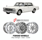 CUSTOM CLASSIC VINTAGE RESTOMOD RETRO OLD SCHOOL FORGED WHEELS RIMS for NISSAN PRESIDENT H150 1965 - 1973

Custom forged wheels for Nissan President H150 1965 - 1973. Classic, vintage, restomod and retro JDM wheel designs made to order in custom sizes, offsets, colors and finishes with guaranteed fitment.

We manufacture premium quality forged wheels rims for Nissan President H150 1965 - 1973 in any design, size, color.

JDM WHEEL DESIGNS: our Japanese collection for sedans and wagons includes designs inspi
