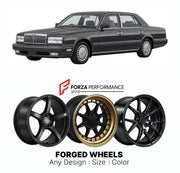 CUSTOM CLASSIC VINTAGE RESTOMOD RETRO OLD SCHOOL FORGED WHEELS RIMS for NISSAN PRESIDENT JG50 1990 - 2002

Custom forged wheels for Nissan President JG50 1990 - 2002. Classic, vintage, restomod and retro JDM wheel designs made to order in custom sizes, offsets, colors and finishes with guaranteed fitment.

We manufacture premium quality forged wheels rims for Nissan President JG50 1990 - 2002 in any design, size, color.

JDM WHEEL DESIGNS: our Japanese collection for sedans and wagons includes designs inspi