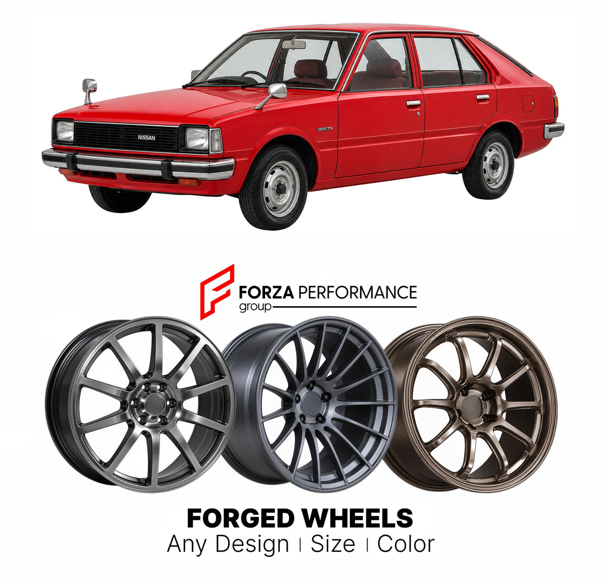 CUSTOM CLASSIC VINTAGE RESTOMOD RETRO OLD SCHOOL FORGED WHEELS RIMS for NISSAN PULSAR N10 1978 - 1982

Custom forged wheels for Nissan Pulsar N10 1978 - 1982. Classic, vintage, restomod and retro JDM wheel designs made to order in custom sizes, offsets, colors and finishes with guaranteed fitment.

We manufacture premium quality forged wheels rims for Nissan Pulsar N10 1978 - 1982 in any design, size, color.

JDM WHEEL DESIGNS: our Japanese collection for hatchbacks, kei cars and MPVs includes designs inspi