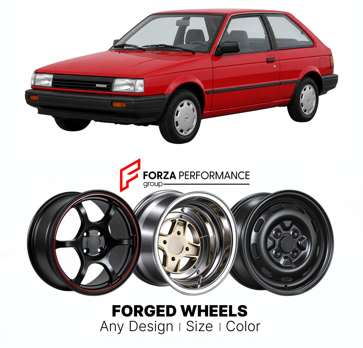 CUSTOM CLASSIC VINTAGE RESTOMOD RETRO OLD SCHOOL FORGED WHEELS RIMS for NISSAN PULSAR N13 1986 - 1990

Custom forged wheels for Nissan Pulsar N13 1986 - 1990. Classic, vintage, restomod and retro JDM wheel designs made to order in custom sizes, offsets, colors and finishes with guaranteed fitment.

We manufacture premium quality forged wheels rims for Nissan Pulsar N13 1986 - 1990 in any design, size, color.

JDM WHEEL DESIGNS: our Japanese collection for hatchbacks, kei cars and MPVs includes designs inspi
