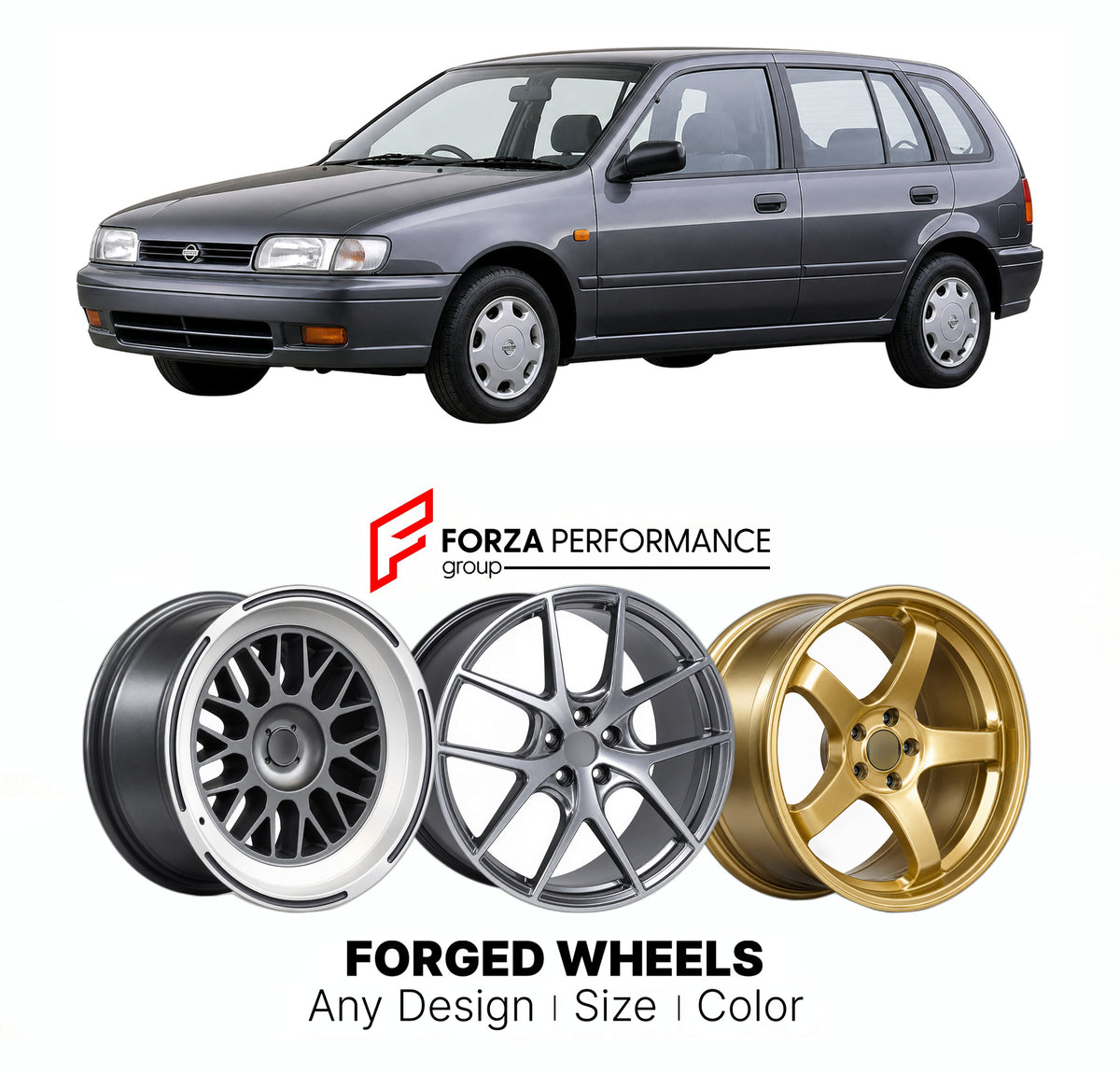 CUSTOM CLASSIC VINTAGE RESTOMOD RETRO OLD SCHOOL FORGED WHEELS RIMS for NISSAN PULSAR N14 1990 - 1995

Custom forged wheels for Nissan Pulsar N14 1990 - 1995. Classic, vintage, restomod and retro JDM wheel designs made to order in custom sizes, offsets, colors and finishes with guaranteed fitment.

We manufacture premium quality forged wheels rims for Nissan Pulsar N14 1990 - 1995 in any design, size, color.

JDM WHEEL DESIGNS: our Japanese collection for hatchbacks, kei cars and MPVs includes designs inspi