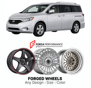FORGED WHEELS RIMS for NISSAN QUEST RE52 2010 - 2017

Custom forged wheels for Nissan Quest RE52 2010 - 2017. Made-to-order monoblock, 2-piece and 3-piece rims in custom sizes, offsets, colors and finishes with guaranteed fitment.

We manufacture premium quality forged wheels rims for Nissan Quest RE52 2010 - 2017 in any design, size, color.

JDM WHEEL DESIGNS: our Japanese collection for hatchbacks, kei cars and MPVs includes designs inspired by Rays Volk Racing, Enkei, XXR, Rota, Work Wheels, Cosmis Racin
